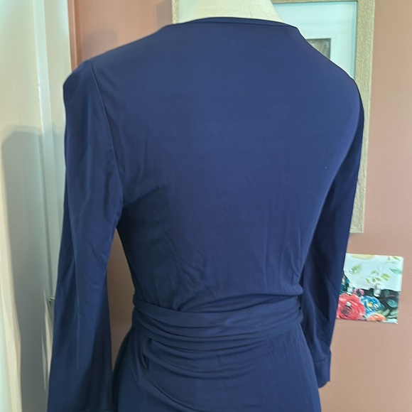 Diane Von Furstenberg new Julian two Blue wrap 3/4 cuff sleeve 4 rayon Dress - Picture 8 of 16